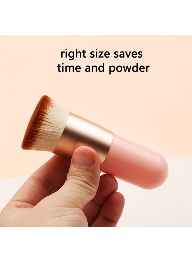 Foundation Brush for Liquid Makeup, Self Tanner Brush Flat Top Kabuki Professional Makeup Brushes Blending Mineral Powder Buffing Stippling Makeup Tools, Pink - Image 3