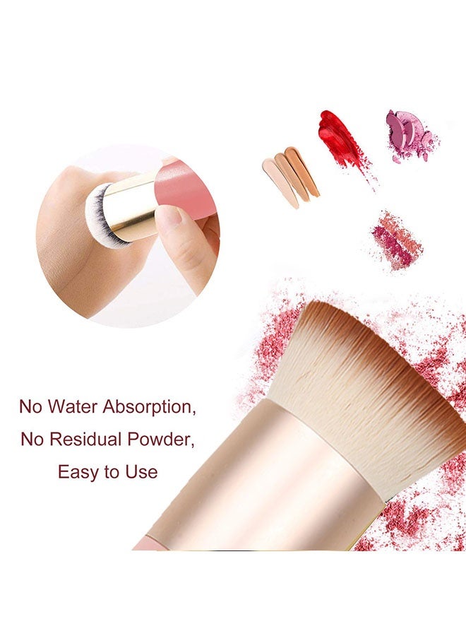Foundation Brush for Liquid Makeup, Self Tanner Brush Flat Top Kabuki Professional Makeup Brushes Blending Mineral Powder Buffing Stippling Makeup Tools, Pink - Image 2