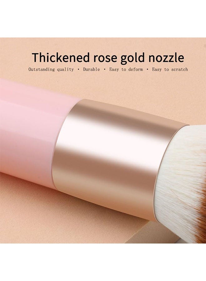 Foundation Brush for Liquid Makeup, Self Tanner Brush Flat Top Kabuki Professional Makeup Brushes Blending Mineral Powder Buffing Stippling Makeup Tools, Pink - Image 4