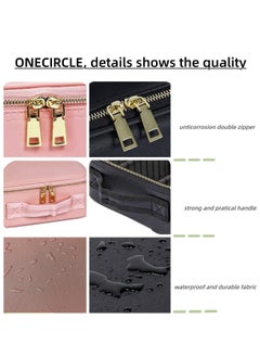 onecircle ONECIRCLE makeup bag with LED lighted mirror,Adjustable Brightness LED Cosmetic Train Case with brush storage board suitable for your travel makeup bag with led lighted mirror(black)  - Image 4