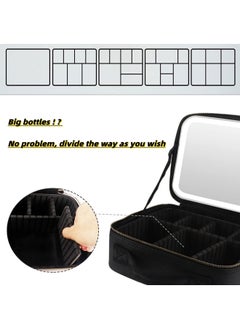 onecircle ONECIRCLE makeup bag with LED lighted mirror,Adjustable Brightness LED Cosmetic Train Case with brush storage board suitable for your travel makeup bag with led lighted mirror(black)  - Image 3