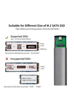 KASTWAVE Aluminum Tool-Free M.2 SATA SSD Enclosure Reader USB 3.2 Gen 2(6Gbps) Type-C External SSD Adapter Support UASP Trim for M2 SATA NGFF 2242/2260/2280 SSD with B Key/B+M Key(for M.2 SATA SSD only)  - Image 4