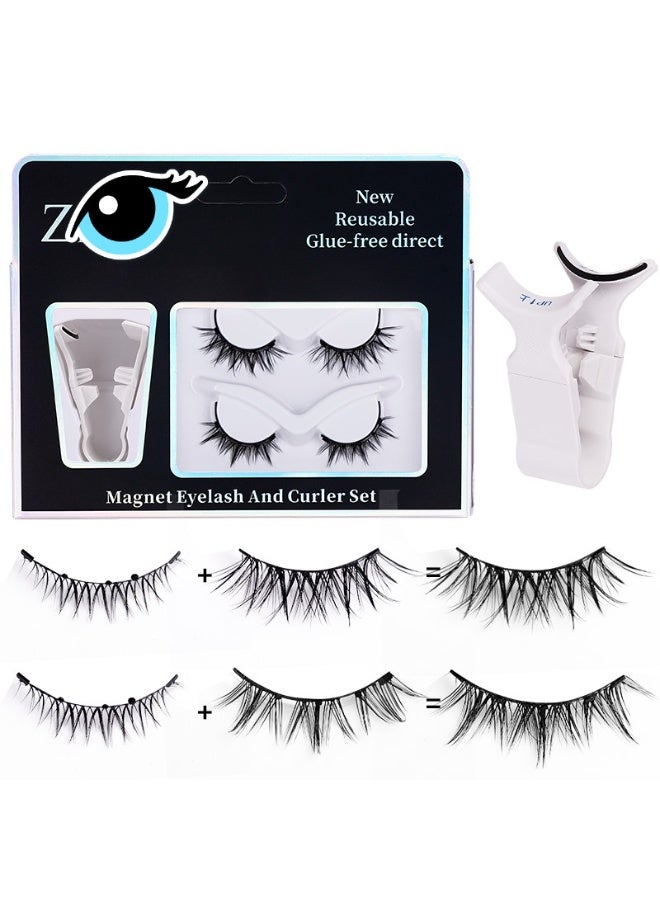 2 Pairs of 5 Point Magnetic Lash Set - 2 Styles, 60's Easy to Apply, All-Day Hold & Free Storage Box No Glue Required! - Image 1