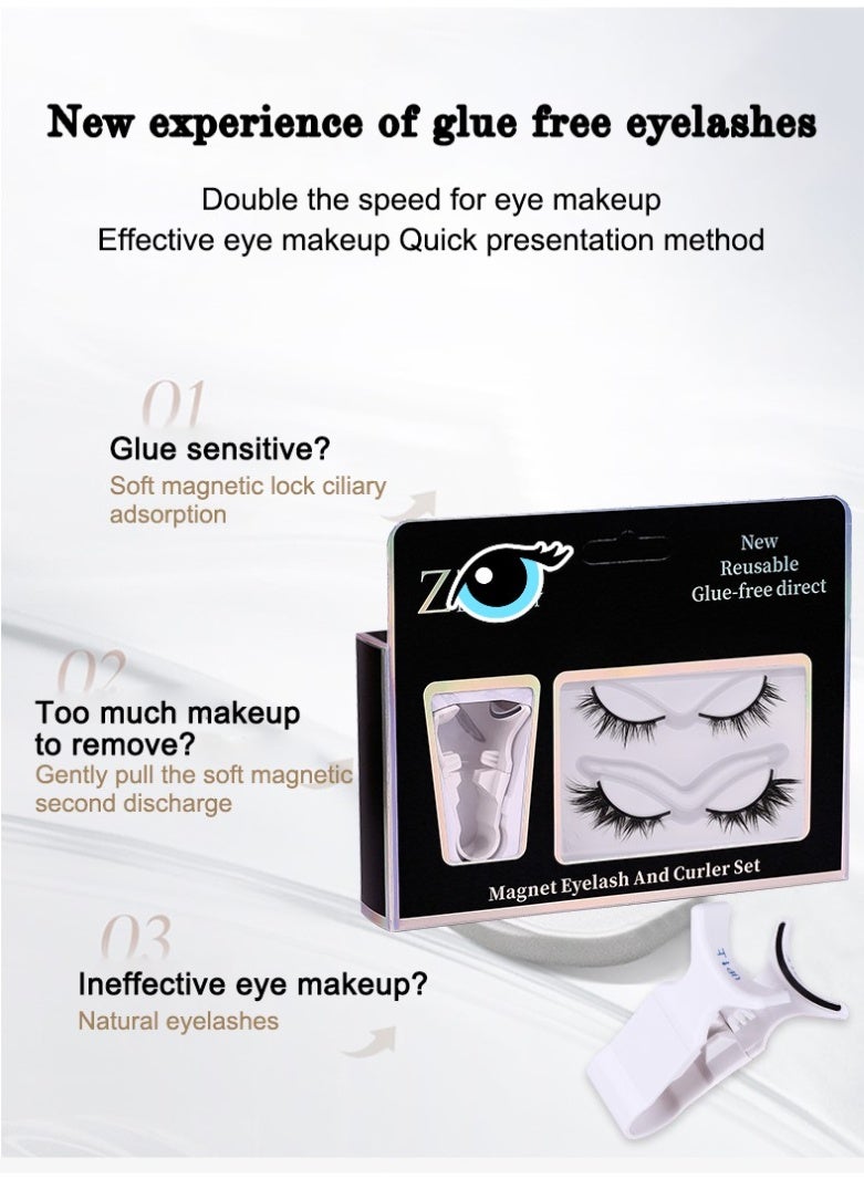 2 Pairs of 5 Point Magnetic Lash Set - 2 Styles, 60's Easy to Apply, All-Day Hold & Free Storage Box No Glue Required! - Image 4