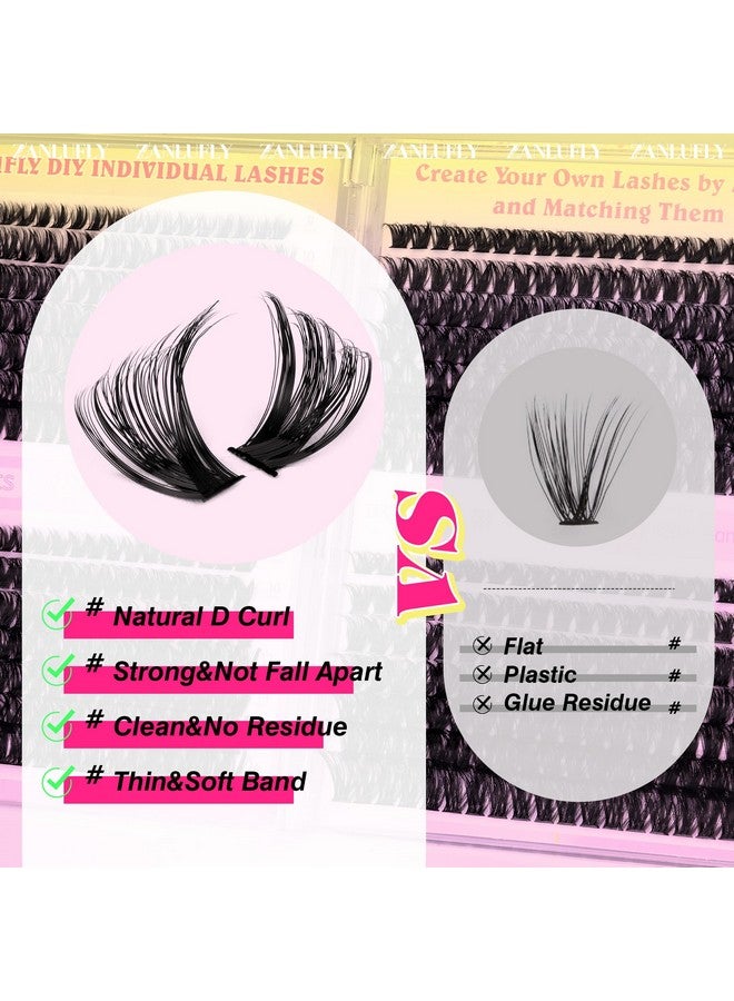 zanlufly Lash Clusters D Curl Individual Lashes Fluffy Eyelash Clusters Bulk zanlufly Thick Lash Extension 560Pcs Natural DIY Eyelash Extension (9-16MM,60D+70D+80D+100D) - Image 3
