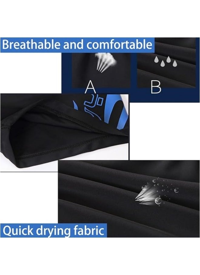 YUKE Swimming Suit Set,Men's Swimming Trunks Swimming Cap Set,Sport Boxer Swimwear,Beach Elastic Shorts,Includes Swimming Trunks+Swimming Goggles+Swimming Cap+Handbag+Earplugs+Nose clip, Black  - Image 3