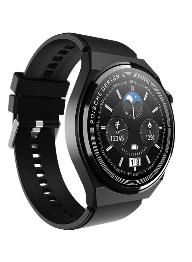 AROAQ Porsche Design GT3 MAX Smartwatch 1.45″ HD Round Display, BP Monitor, SpO2, NFC, Heart Rate, Fitness Tracker, Waterproof – Black - Image 1