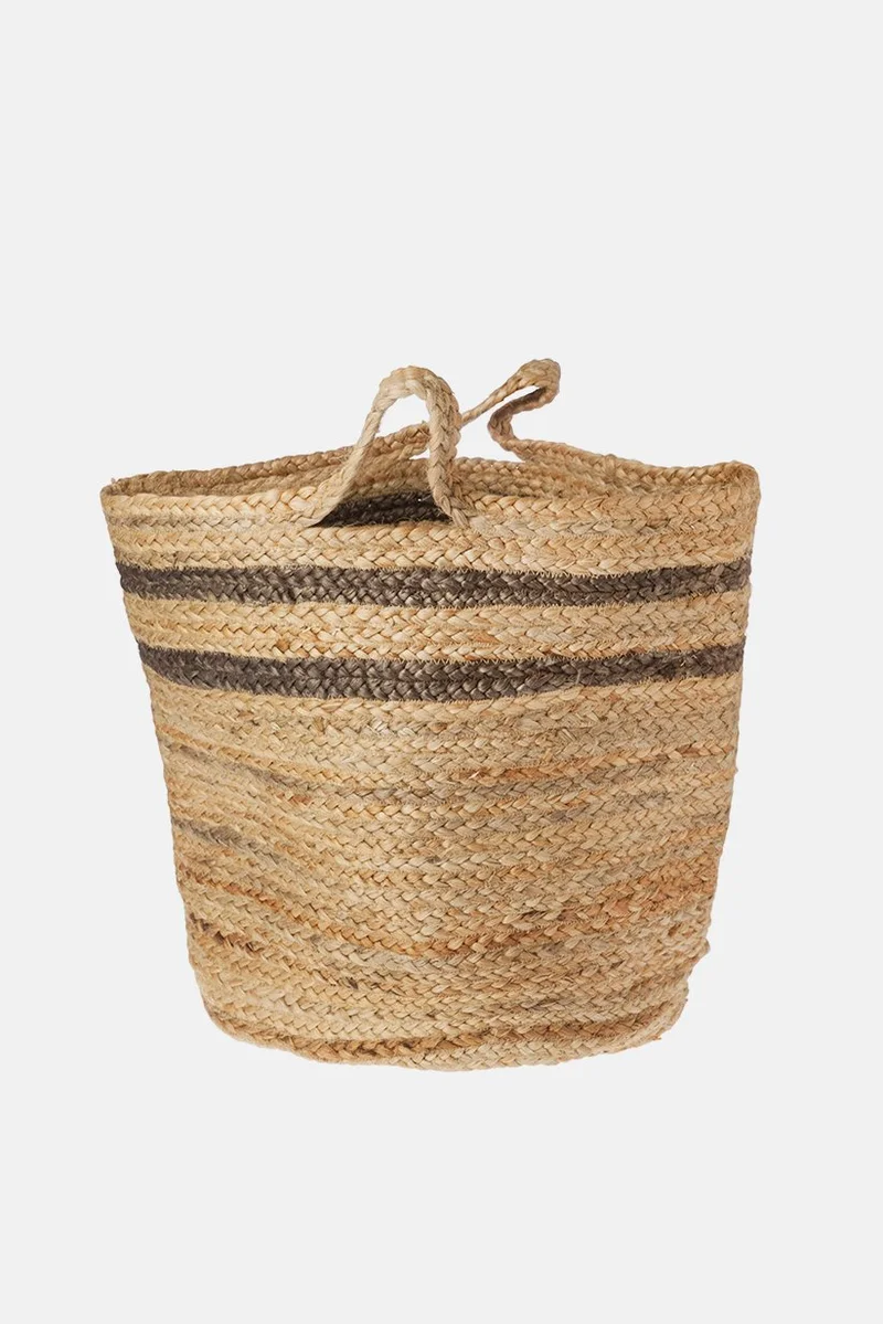 Muy Mucho Natural Jute Basket With Handle, Brown