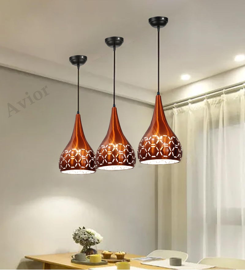 Lyse Decor Hanging Lights, Ceiling Lamps for Living Room, Hanging Lamps for Home Decoration, Pendant Lamps for Restaurants and Cafe (Pack of 3) - Image 1