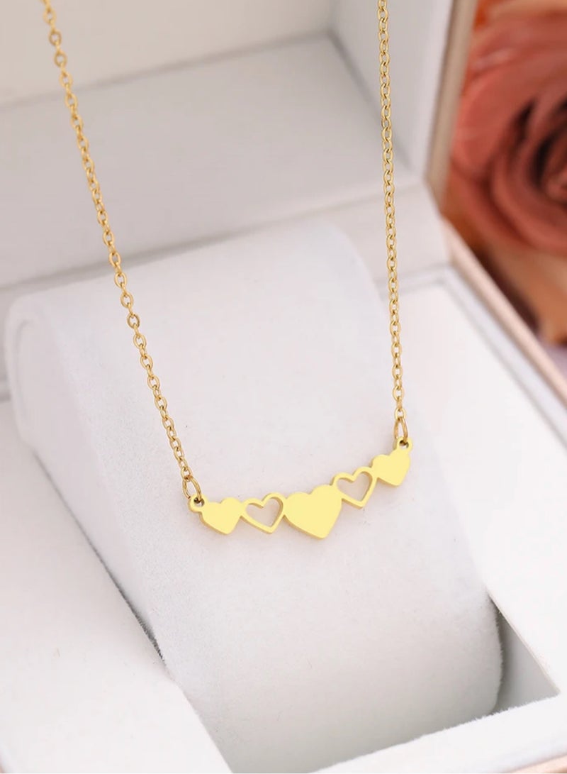 إيكوال سلسال نسائي بتصميم عصري وأنيق مصنوع من الاستانلس ستيل مطلي باللون الذهبي عيار 18 - Image 1