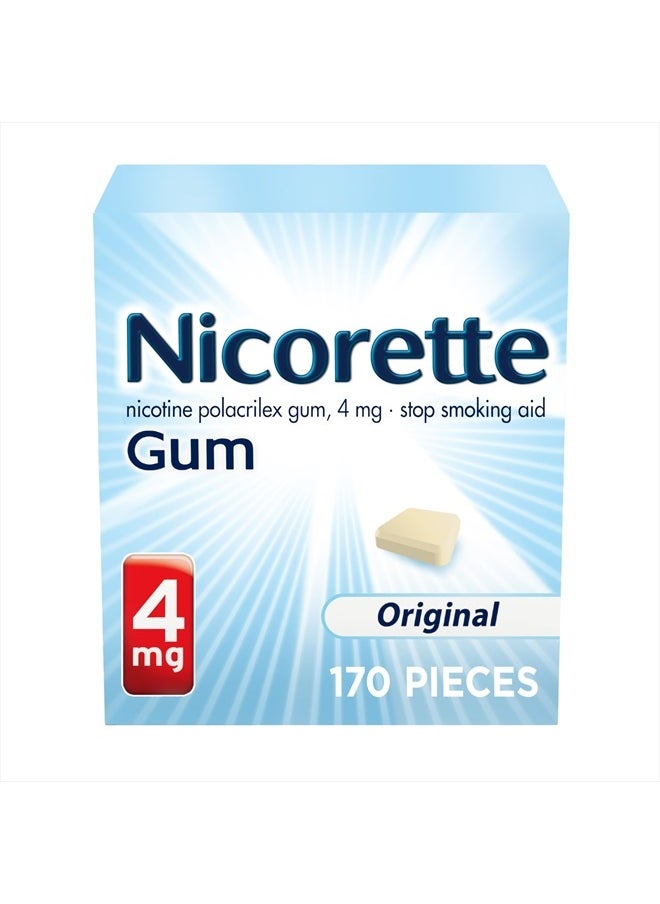 nicorette Nicotine Gum to Help Stop Smoking, 4 mg, Original Stop Smoking Aid - 170 Count  - Image 1