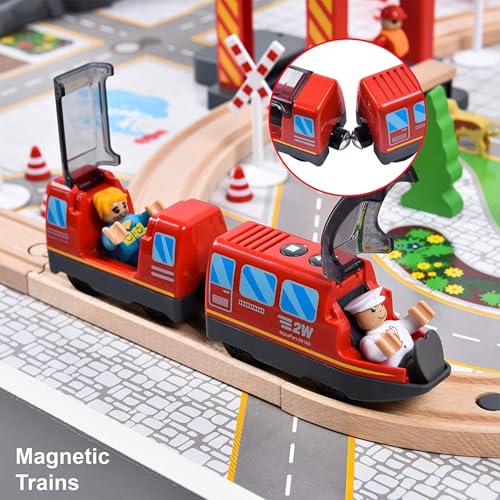 Giant bean Battery Operated Electric Locomotive Magnetic Train Set for Wooden Train Tracks, Powerful Engine Compatible with Most Brands, Wood Train Track Toys for Kids 3+ - Image 5