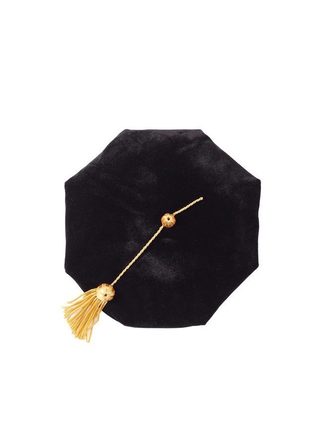 UIALECG Doctoral Graduation Tam PhD Black Velvet with Gold Bullion Tassel, 8-Sided Doctorate Cap, Black, One size - Image 2
