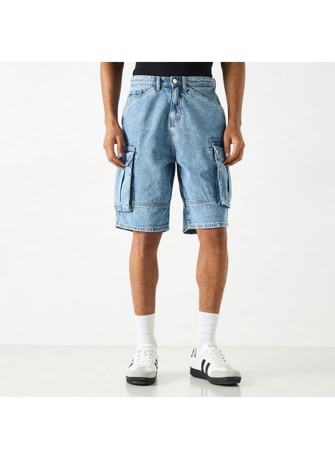 Lee Cooper - Lee Cooper Solid Denim Cargo Shorts - Image 1