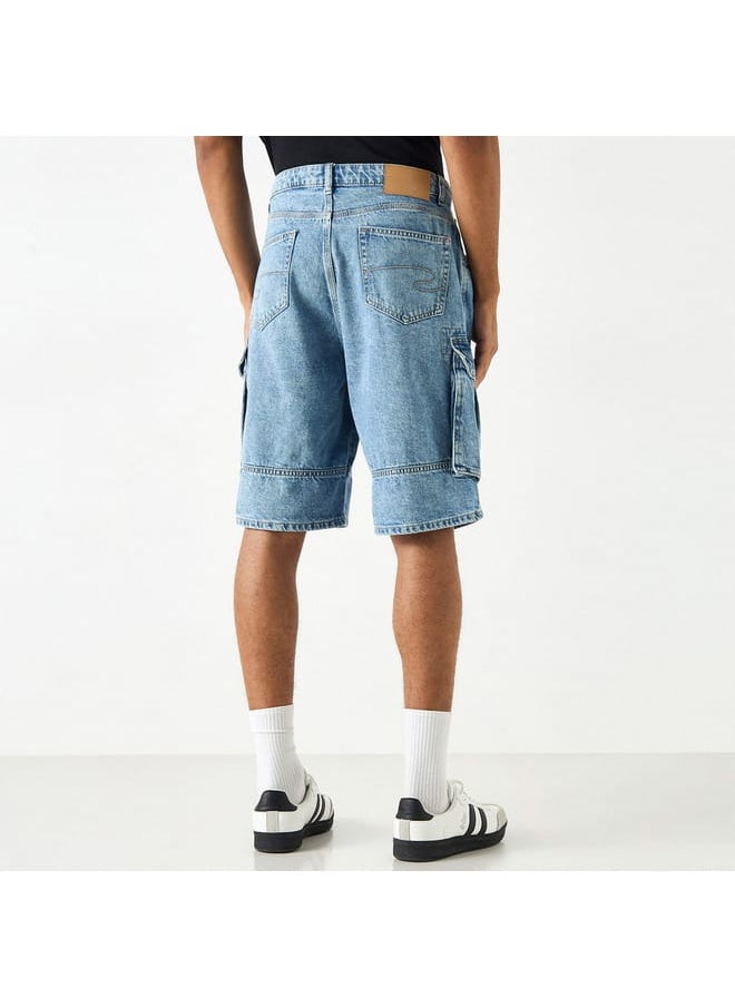 Lee Cooper - Lee Cooper Solid Denim Cargo Shorts - Image 1