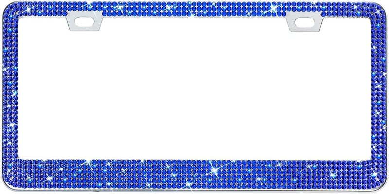 EWBN Bling Rhinestone License Plate Frame for Women, Sparkly License Plate Frames| Stainless Steel Frames & Over 1200 pcs Finest 14 Facets Glass Crystals Premium Diamond(Dark Blue) - Image 2