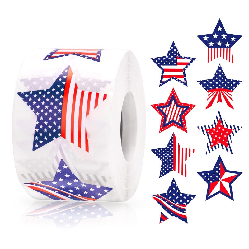 Anwyll American Flag Star Stickers - 500Pcs 1.5Inch USA Patriotic Seals Labels Stickers Self Adhesive 4th of July Sticker Memorial Day Sticker for Independence Day Kids Reward Envelope Seal Card - Image 1
