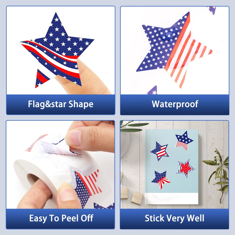 Anwyll American Flag Star Stickers - 500Pcs 1.5Inch USA Patriotic Seals Labels Stickers Self Adhesive 4th of July Sticker Memorial Day Sticker for Independence Day Kids Reward Envelope Seal Card - Image 3