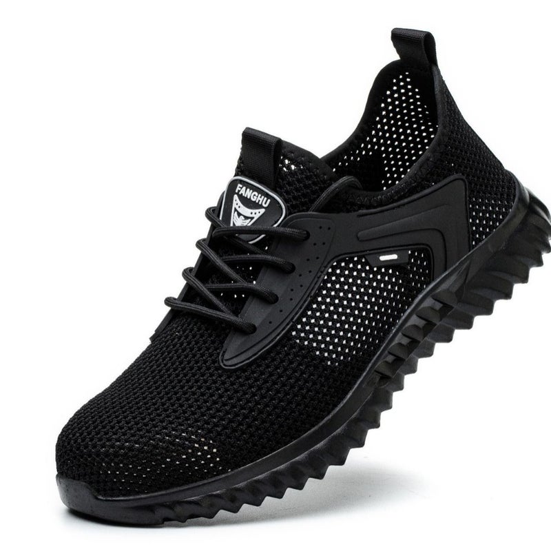 Summer Men's Safety Shoes Breathable Steel Toe Cap Anti-smash Anti-puncture Flyknit Lightweight Work Shoes - Image 5