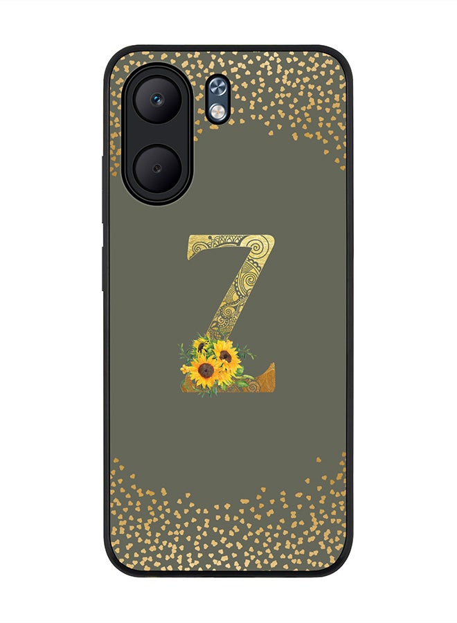 Stylizedd For Oppo A5x 5G / A5x 4G Case,Slim fit Camera Protection, Shockproof Thin Phone cover  - Custom Floral Monogram - Z  (Olive Green )