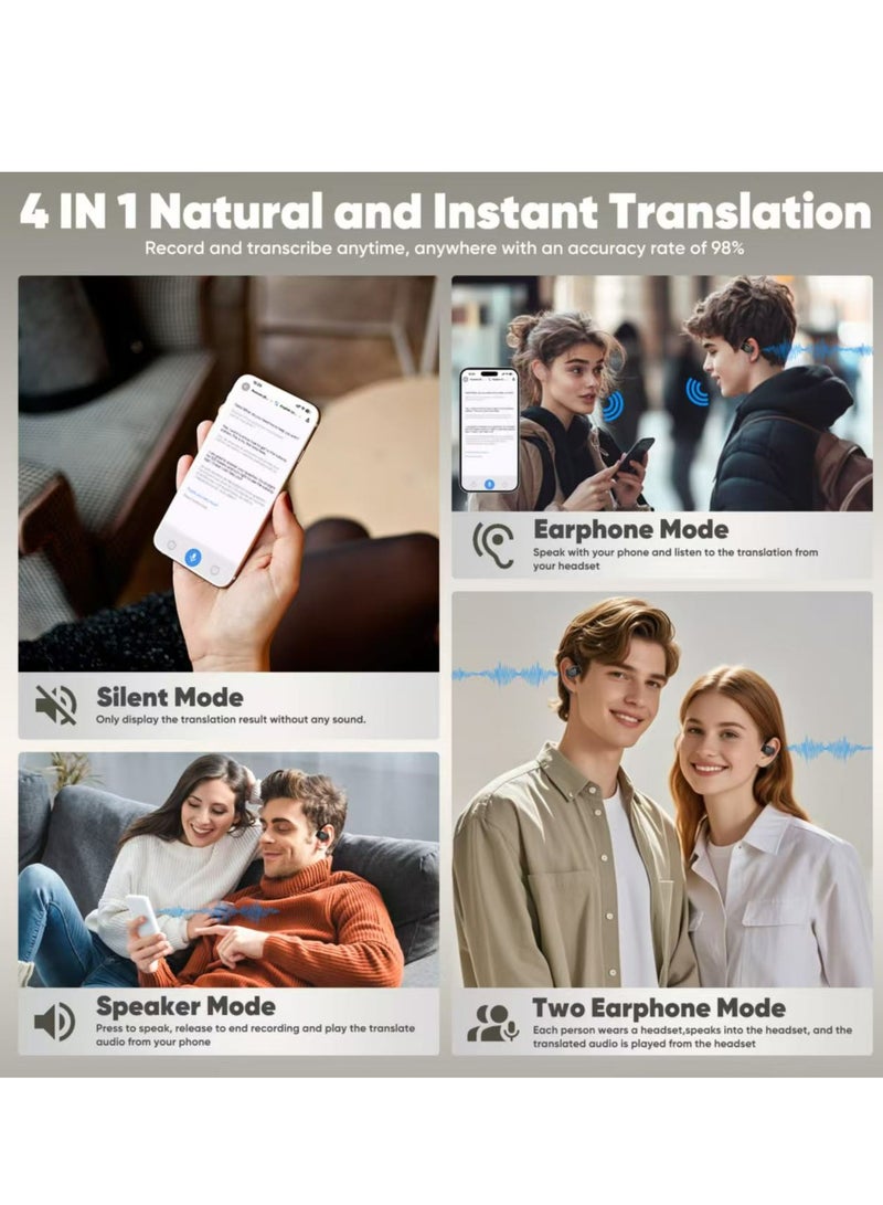 AI Language Translator Earbuds,144 Languages Bluetooth Translator Device and Accents 8 Offline Language Translation, Two-Way Translator Earphones for Language Learning/Travel/Business - Image 2