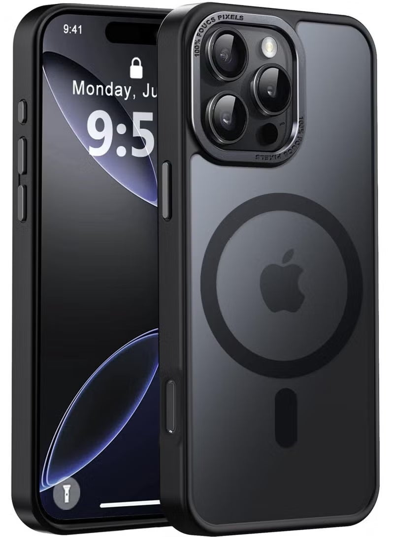 Gecomo iPhone 16 Pro Max Magnetic MagSafe Case,【Full Shockproof Protection】Translucent Matte Back, Slim Phone Cover with Strong Magnet for Apple 16 Pro Max (2024)(Black) - Image 1