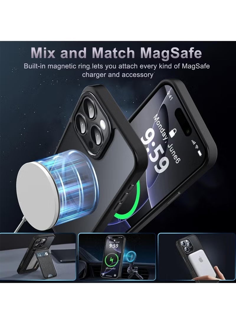 Gecomo iPhone 16 Pro Max Magnetic MagSafe Case,【Full Shockproof Protection】Translucent Matte Back, Slim Phone Cover with Strong Magnet for Apple 16 Pro Max (2024)(Black) - Image 2