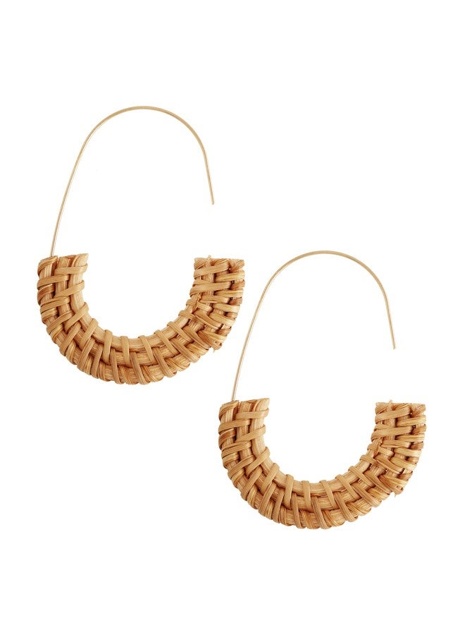 MINACHI Boho Handwoven Rattan Dangle Drop Earrings, Bohemian Summer Beach Statement Jewelry Gift for Women (2) - Image 1