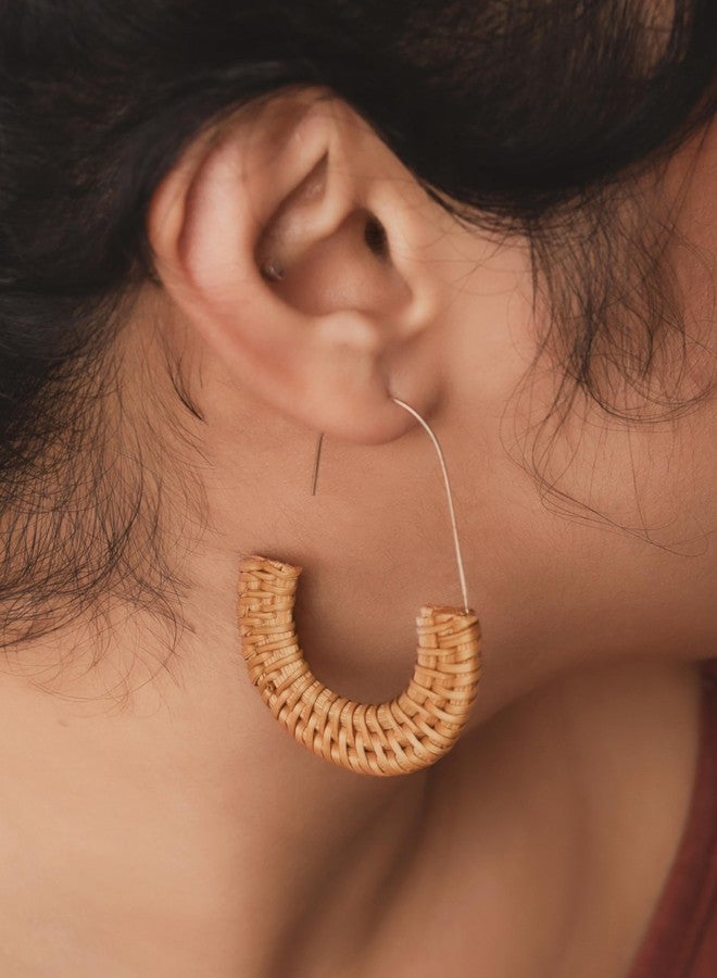 MINACHI Boho Handwoven Rattan Dangle Drop Earrings, Bohemian Summer Beach Statement Jewelry Gift for Women (2) - Image 5