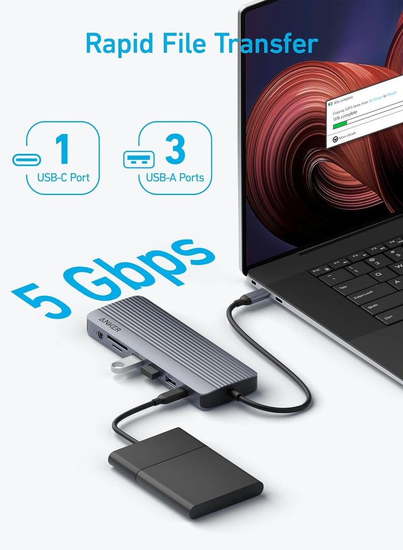 Anker USB C Hub, Triple Display USB-C Hub (14-in-1), 4K@60Hz HDMI with 100W Max Power Delivery, 5 Gbps USB-C and USB-A Data Ports, For Macbook, Lenovo, Dell XPS, HP Laptops, and More - Image 4
