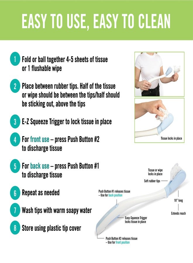 Juvo Toilet Aid - Personal Bottom Wiping Tool, Bathroom Mobility Aid for Disabled, Elderly, and Surgery Recovery - 18" long wand with hygienic cover - Image 4