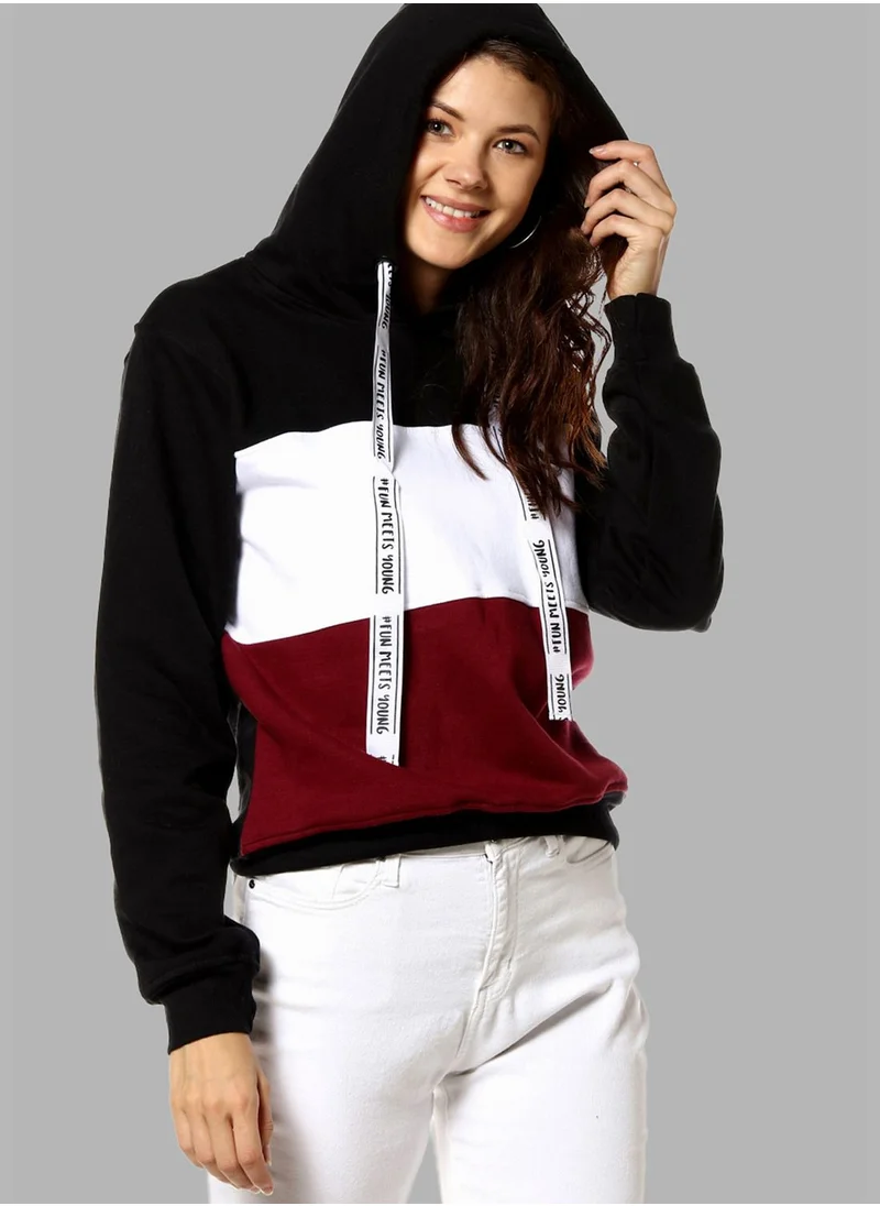 Campus Sutra Color block Sweatshirt