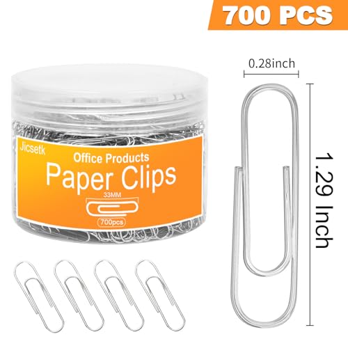 Jicsetk Medium Paper Clips,Paper Clip Medium Size,700 Pcs Clips Office Supplies for Paperwork Ideal for Home, School and Teacher Supplies. - Image 2