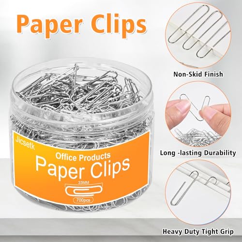 Jicsetk Medium Paper Clips,Paper Clip Medium Size,700 Pcs Clips Office Supplies for Paperwork Ideal for Home, School and Teacher Supplies. - Image 3