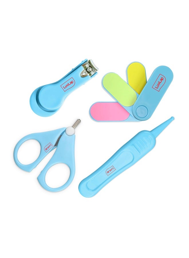 Luvlap Baby 4in1 Nail Grooming Set, Scissor, Clipper, Tweezer & Filer, Baby Grooming Kit, Baby Nail Scissor, Grooming Kit for New Born Baby, Baby Nail Cutter, New Born Grooming Kit, 4pcs, Blue, 0m+ - Image 1