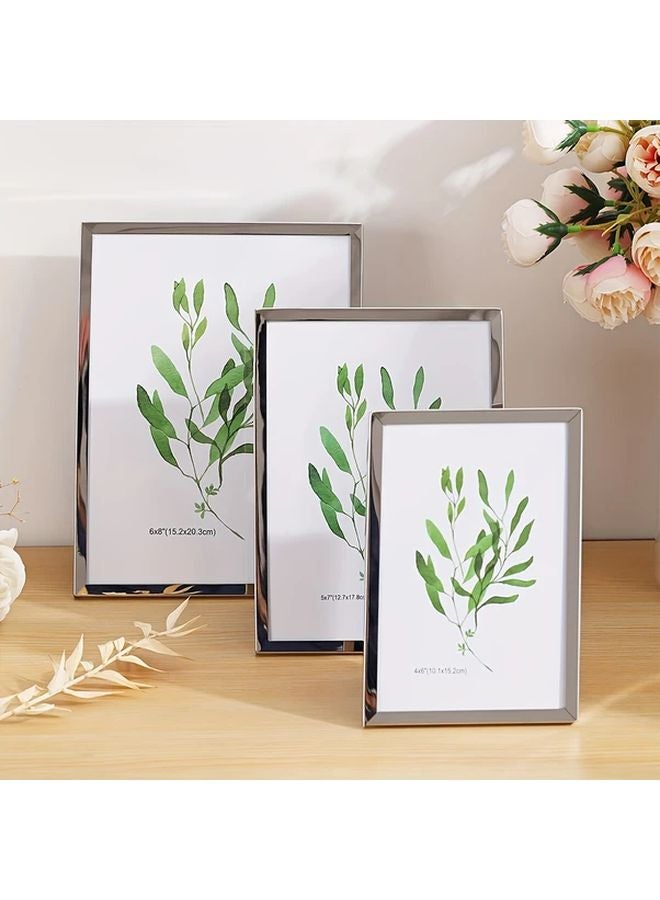 4x6 Inch Silvery Stainless Steel Photo Frame Modern Acrylic Wall or Tabletop Display - Image 3