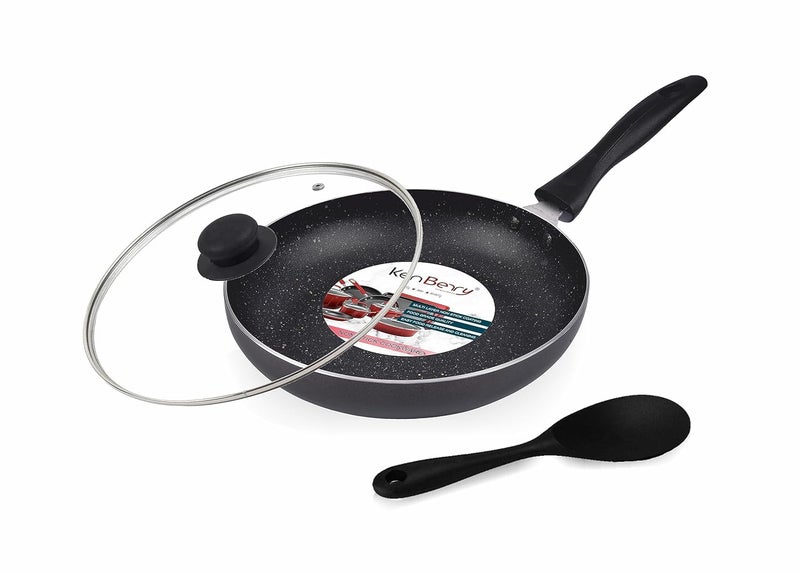 KenBerry Signature Premium Granite Finish Induction Bottom Non Stick Fry Pan 24 cm Diameter with Lid 25 L Capacity - Image 1