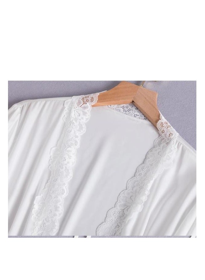 Lce Silk Sleepwear Three Piece Set With Lace Edge Suspender, Sleepwear For Home Use - Image 3