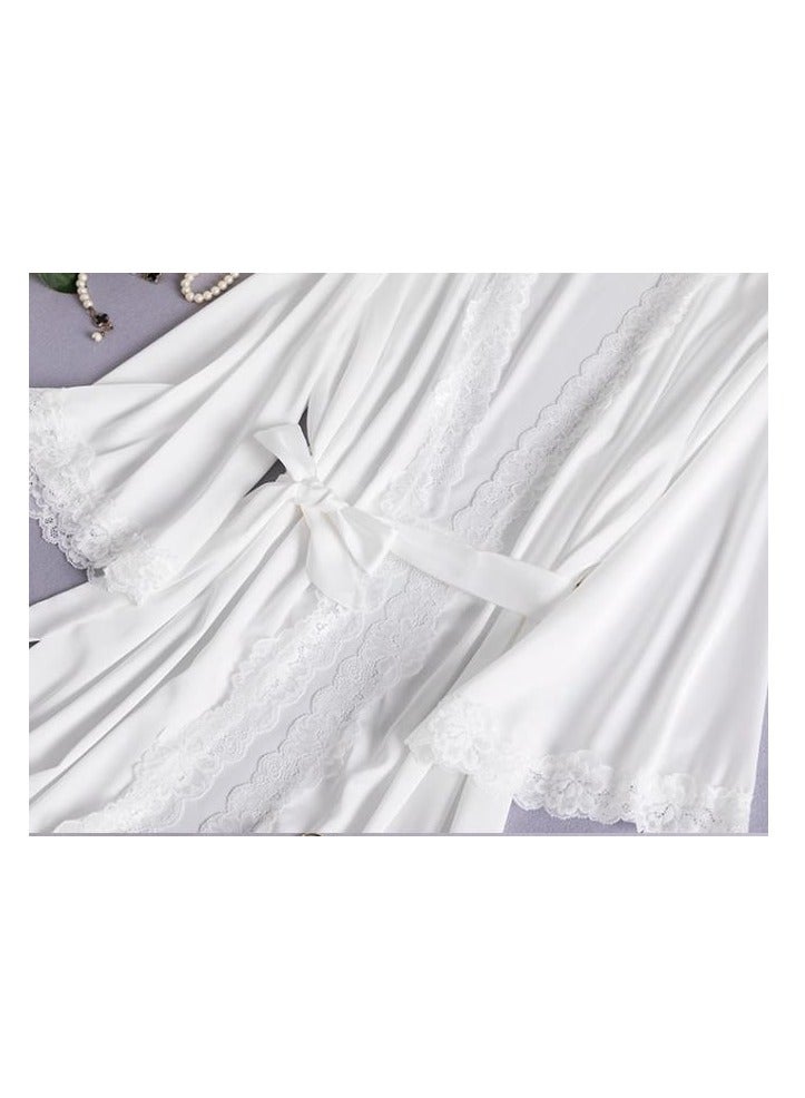 Lce Silk Sleepwear Three Piece Set With Lace Edge Suspender, Sleepwear For Home Use - Image 5