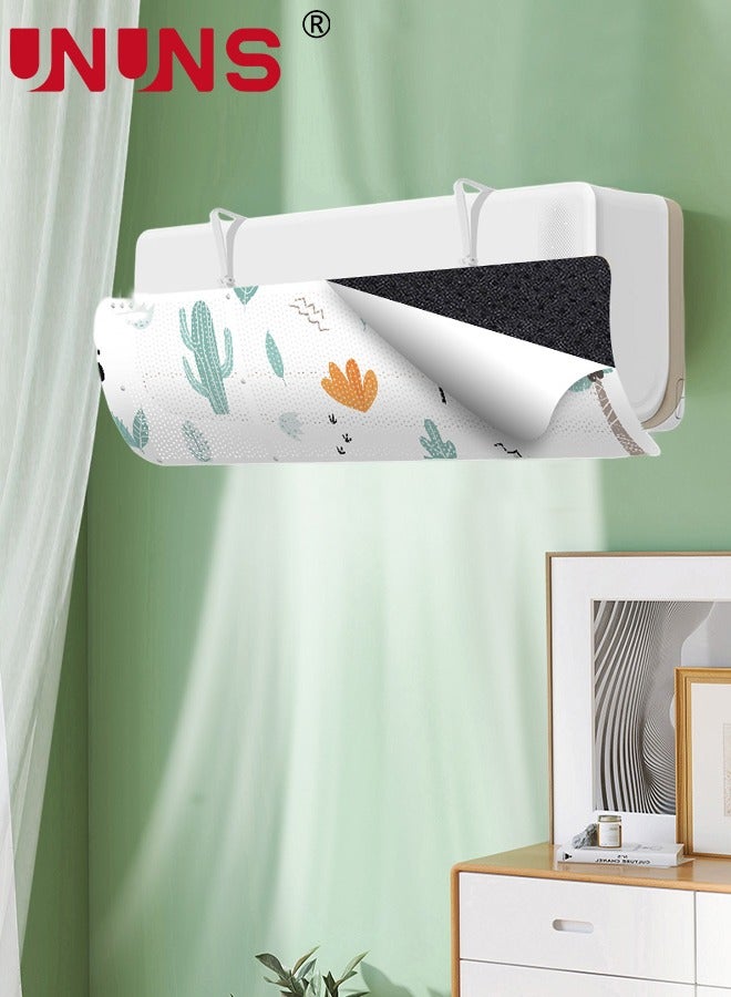 UNUNS Adjustable Air Conditioner Deflector,Outlet Air Wing Air Cooled Baffle With With Filter Pads,Plant Print Confinement Air Deflector,84x23cm - Image 1