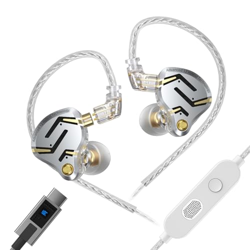 Kinboofi KZ ZS12 PRO 2 in Ear Monitor,1DD+5BA Hybrid Wired Earbud,IEM Earphones,Gaming Earbuds,HiFi Deep DASS IEM for Gaming,KZ Earbuds with 2PIN Cable for Audiophile (with Microphone, Silver-Type) - Image 1