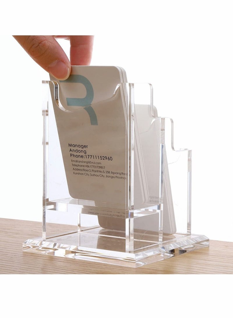 Generic Business Card Holder, Acrylic Business Card Holder for Desk Clear Business Card Stand Desktop Business Card Holders Plastic Business Card Display for Exhibition, Home, and Office  - Image 4