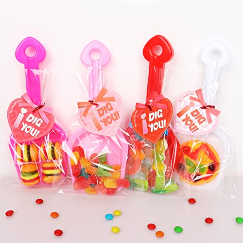 Giiffu 28PCS Valentine Plastic Shovels Toy with I DIG YOU Love Tags 28 Candy Bags with Ties for Valentines Party Favors Supplies Valentines Toys Classroom Exchange Prizes Valentines Gifts - Image 5