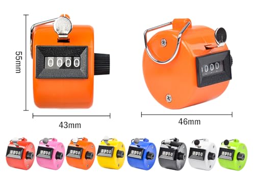 Abiyou 8 Pieces Hand Tally Counter, Manual Mechanical Counter, Metal Hand Tally Counters, 4 Digit Hand Tally Counters, Click Counter with Finger Ring, for Counting, Coaching, Golf, Fishing (8 Color) - Image 2