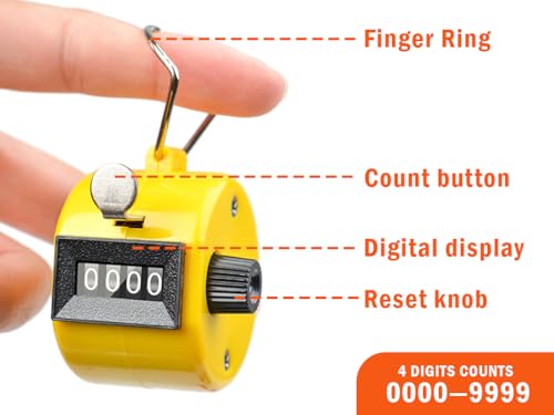 Abiyou 8 Pieces Hand Tally Counter, Manual Mechanical Counter, Metal Hand Tally Counters, 4 Digit Hand Tally Counters, Click Counter with Finger Ring, for Counting, Coaching, Golf, Fishing (8 Color) - Image 3