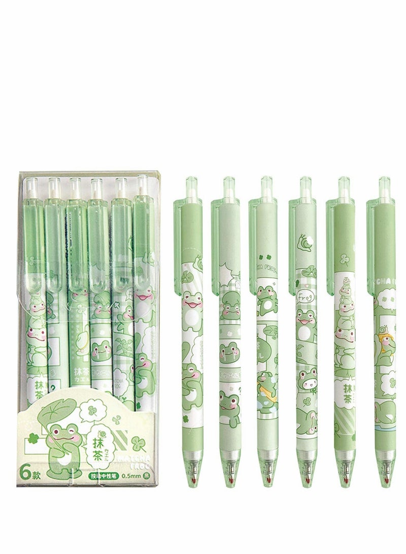 Excefore Gel Ink Pens Cartoon Frog Pen Retractable Pens Cute Animal Pen 0.5mm Ballpoint Pen Office School Girls Pens,6 Pcs - Image 1