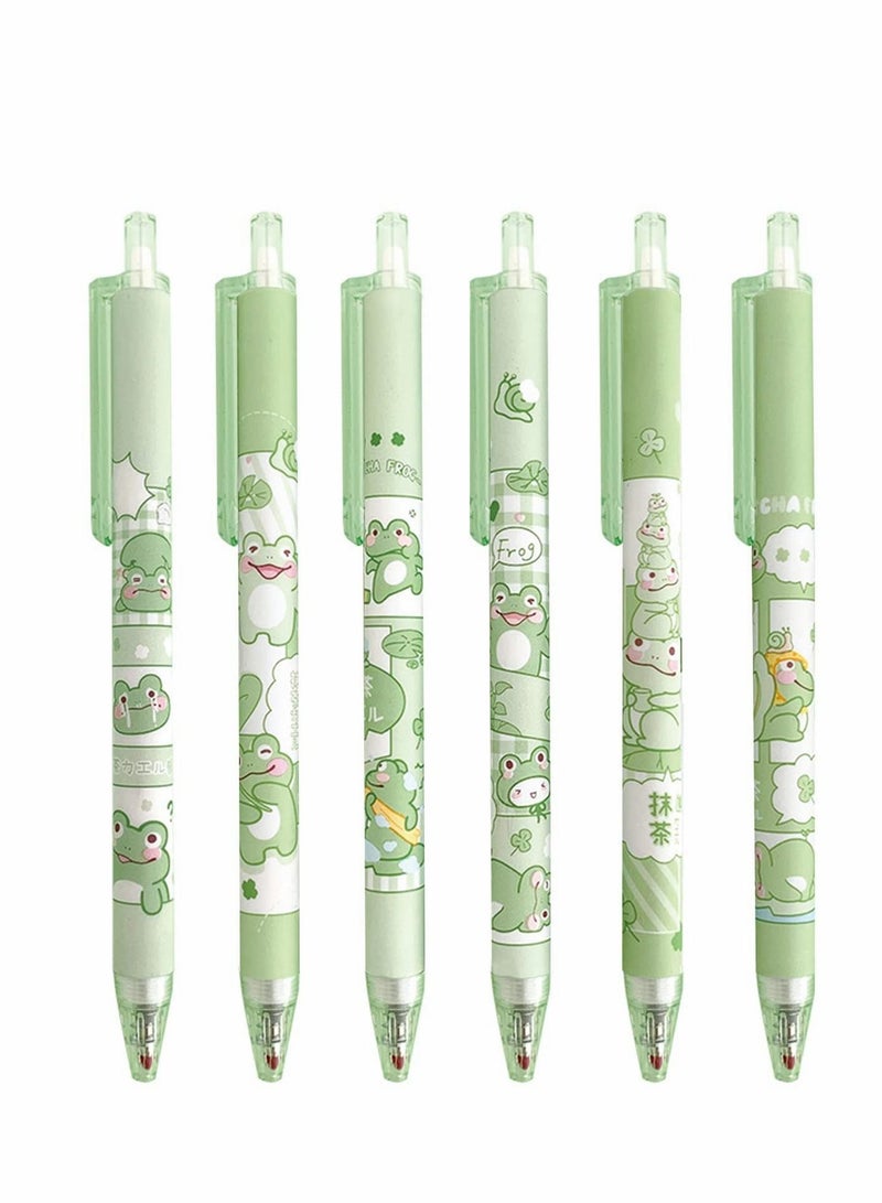 Excefore Gel Ink Pens Cartoon Frog Pen Retractable Pens Cute Animal Pen 0.5mm Ballpoint Pen Office School Girls Pens,6 Pcs - Image 4