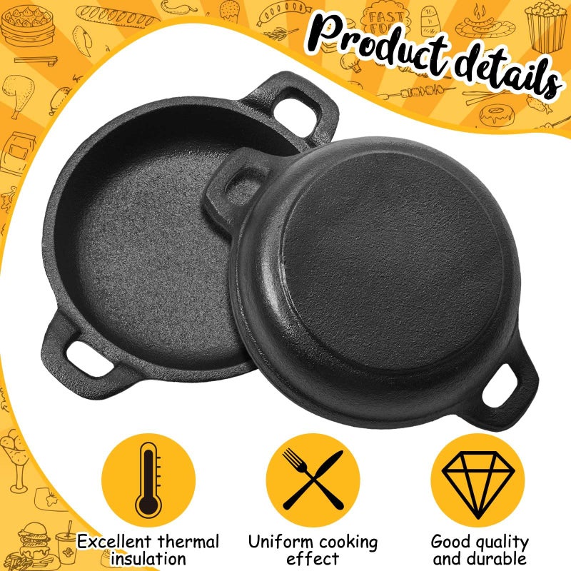 Ziliny Mini Cast Iron Skillets 5 x 5 x 1.3 Inch Cast Iron Pan Small Ramekin Set Black Casserole Dish Cookware Oven Safe Mini Skillets for Kitchen Indoor Outdoor Picnic (8 Pack) - Image 4
