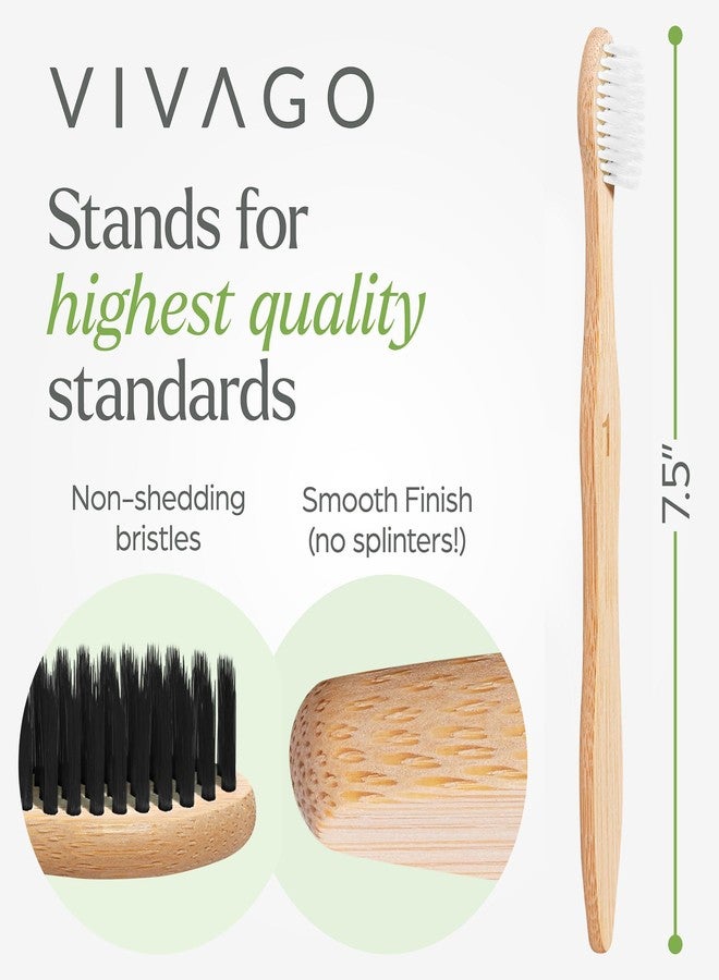 VIVAGO Soft Flossing Bamboo Toothbrushes 10 Pack - BPA Free Soft Bristles Toothbrushes for Adults, Natural Wooden Toothbrush - Image 5