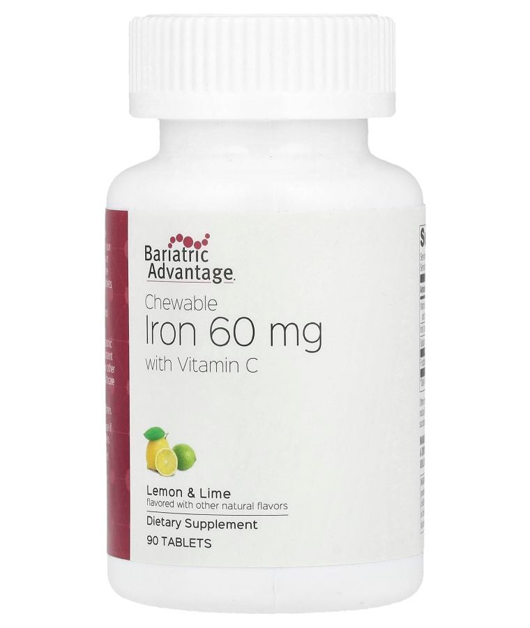 Bariatric Advantage Chewable Iron with Vitamin C Lemon & Lime 60 mg 90 Tablets